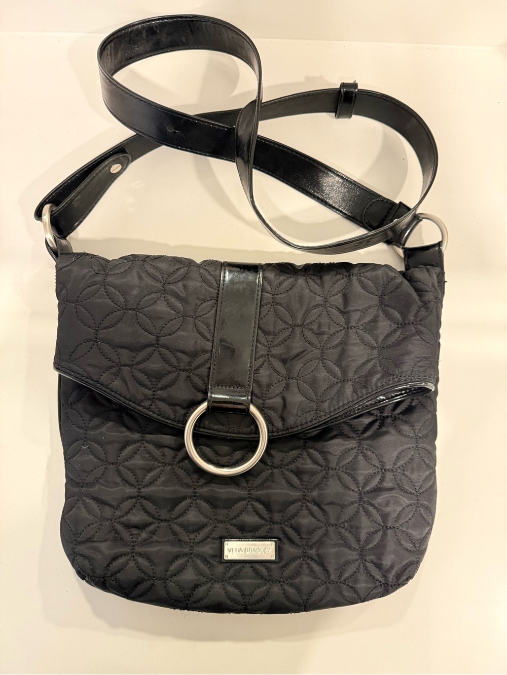 Vera Bradley Black Quilted Crossbody with Ring Detail